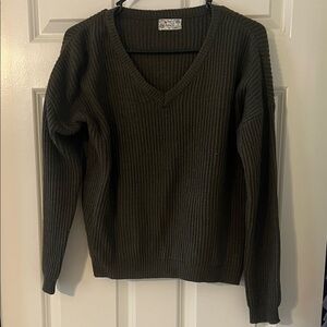 Poof! Dark Green V-Neck Sweater